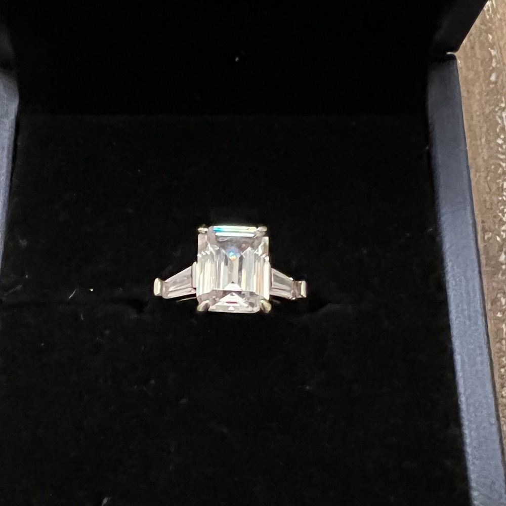Italo Emerald Cut Ring 3 
Stone Ring Sterling sliver
 5¼ middle stone 2.5 carat